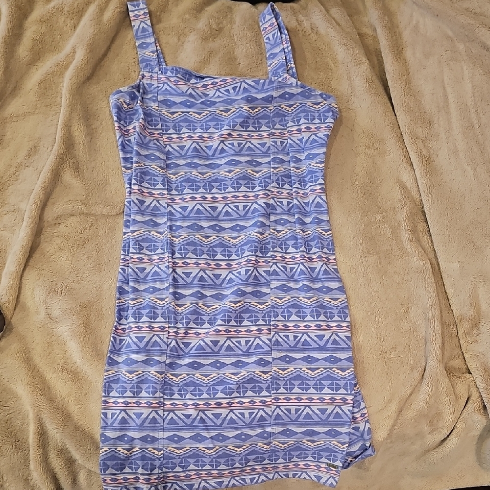 Hollister Geometric Blue and Pink Mini Dress